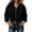 86#Black, variant on Zip Up Hoodie for Women Corduroy Long Sleeve Crop Jacket Coat