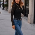 thumbnail image 6 of Lolmot Floral Lace Long Sleeve Shirts for Women, Plus Size Sheer Mesh Blouse for Club Party, See Through Fall Fashion Clothes, 6 of 8