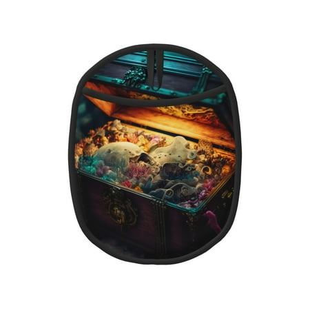 

Qekee Underwater Treasure Chest Pattern Silicone Pot Holders Oven Mitts Heat Resistant Hot Pads Non Slip Pot Holder Towel Cloth Interior Lining