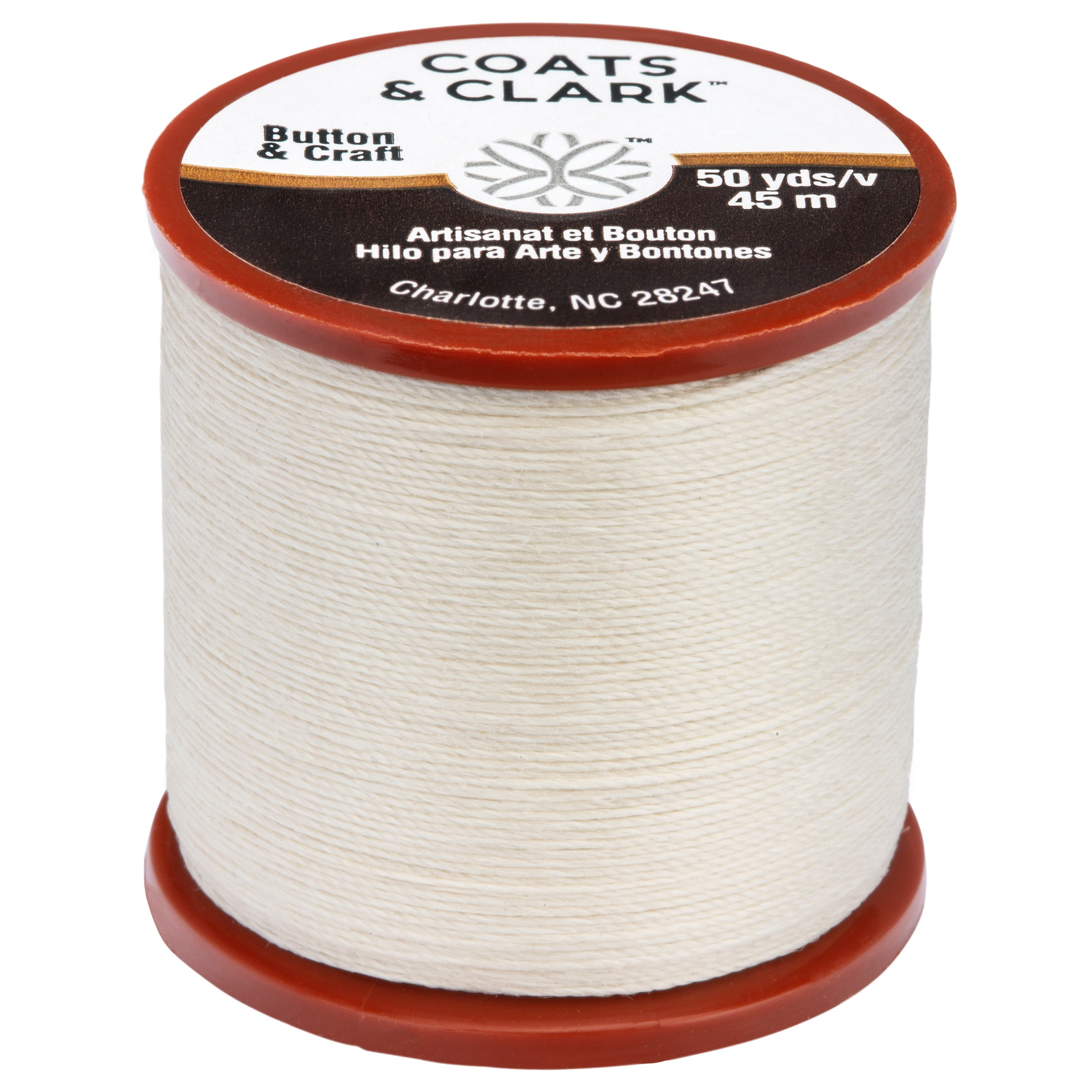 (4 pack) Coats & Clark Dual Duty Plus Button & Craft Thread, 50 yards/45 meters, Natural.
