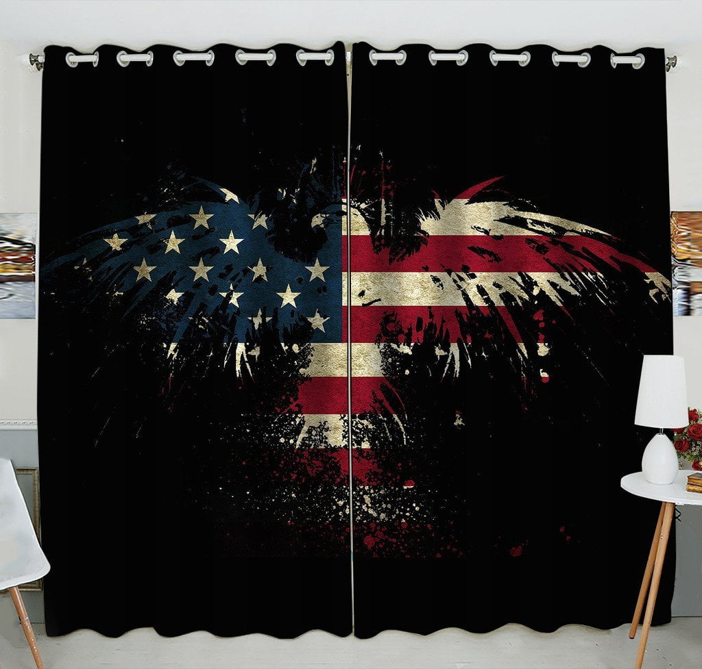 Gckg Abstract Bald Eagle American Flag The Us Flag Stars And Stripe Flag Blackout Curtains Window Treatment Panel Drapes 52w X 84h Inches Two Piece Walmartcom Walmartcom