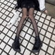 thumbnail image 5 of Medias de mujer de primavera y verano finas con lazo dulce de color blanco leche Pantimedias Lolita de ondas redondas con lunares jk de seda negra, 5 of 6