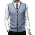 thumbnail image 2 of APEXFWDT Men's Cable Knit Sweater Vest V Neck Button Down Sleeveless Cardigan Vest for Men Solid Knitted Lightweight Sweater Vest, 2 of 4
