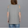 thumbnail image 4 of Womens Tops Summer Short Sleeve Shirts Ladies Dressy Casual Off The Shoulder Blouse Classic Tunic Tops Gray 5XL, 4 of 7