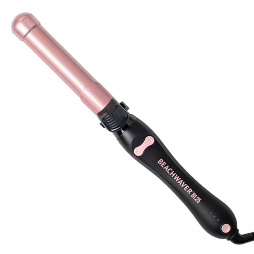 Rizador giratorio Beachwaver B1.25 - Rizador de cerámica automático de 1,25 pulgadas - Varita giratoria fácil de usar para ondas duraderas - Apagado automático, apto para viajes, doble voltaje en rosa