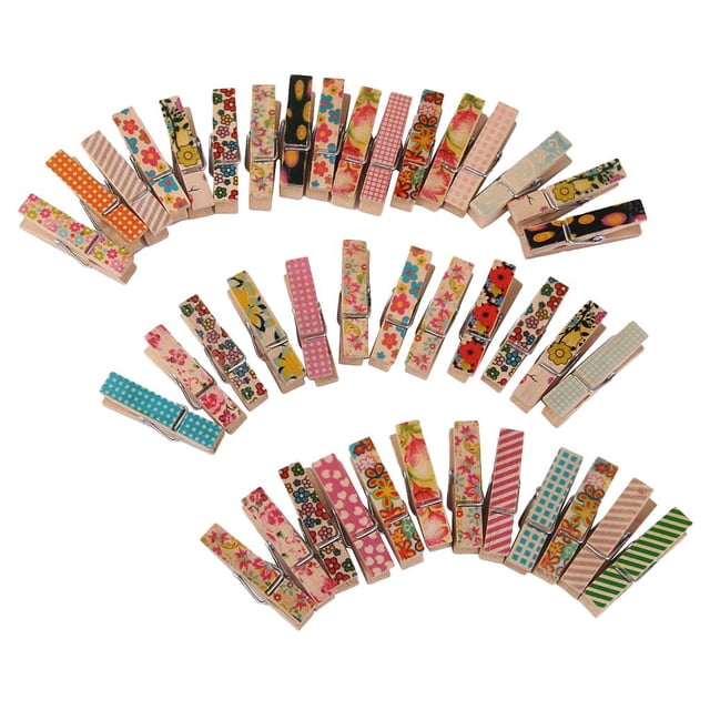 50 Lots Mixed Mini Wooden Clothes Photo Paper Peg Clothespin Clips