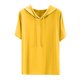 thumbnail image 2 of Fiudx Ropa de Mujer Top de Cuello Redondo con Capucha de Manga Corta de Color Sólido Informal y de Moda para Mujer, 2 of 5