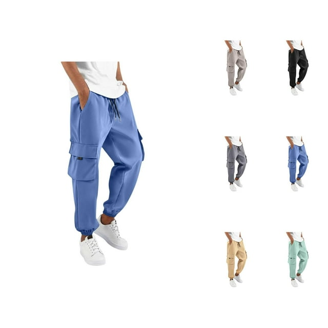 Cargo Pants for Men 2025 Drawstring Workout Running Sweatpants Joggers with Pockets Mens Casual Pants Trousers