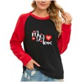 thumbnail image 1 of VALMASS Chandails Surdimensionnés de la Saint-Valentin pour Femmes Manches Raglan Col Rond Hauts Décontractés Amples Imprimés Chandail Blouses (2TG, Noir), 1 of 5