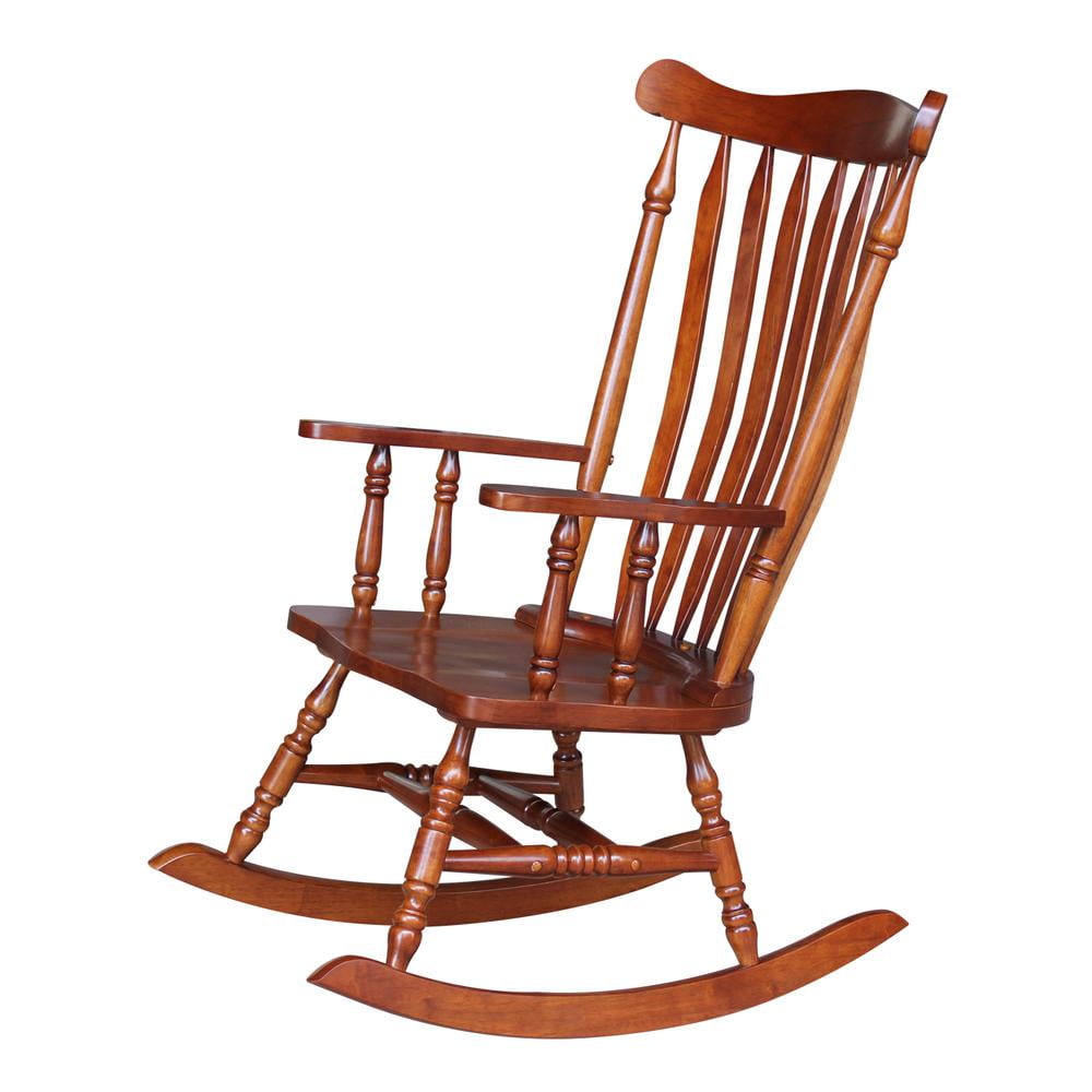 International Concepts Solid Wood Rocking Chair in Soft Cherry