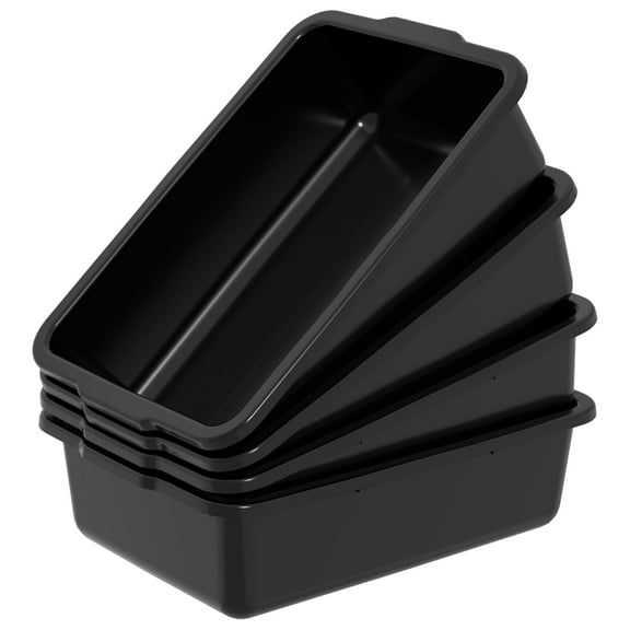 Sandmovie 4 Packs Commercial Restaurant Bus Tub Large, 32 L Plastic Bus Boxes, Black