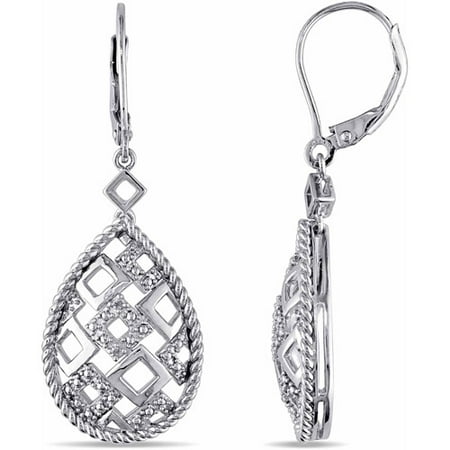 Miabella Diamond Accent Sterling Silver Leverback Earrings