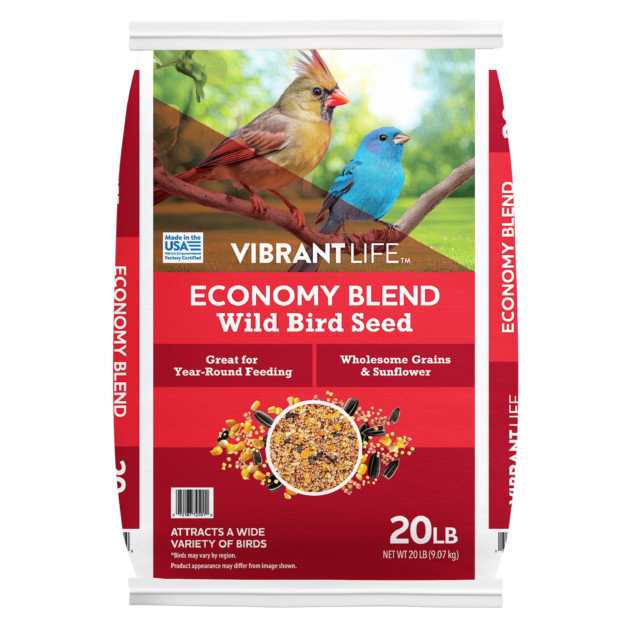 Vibrant Life Economy Blend Wild Bird Seed with Black Oil Sunflower, 20 lb Bag