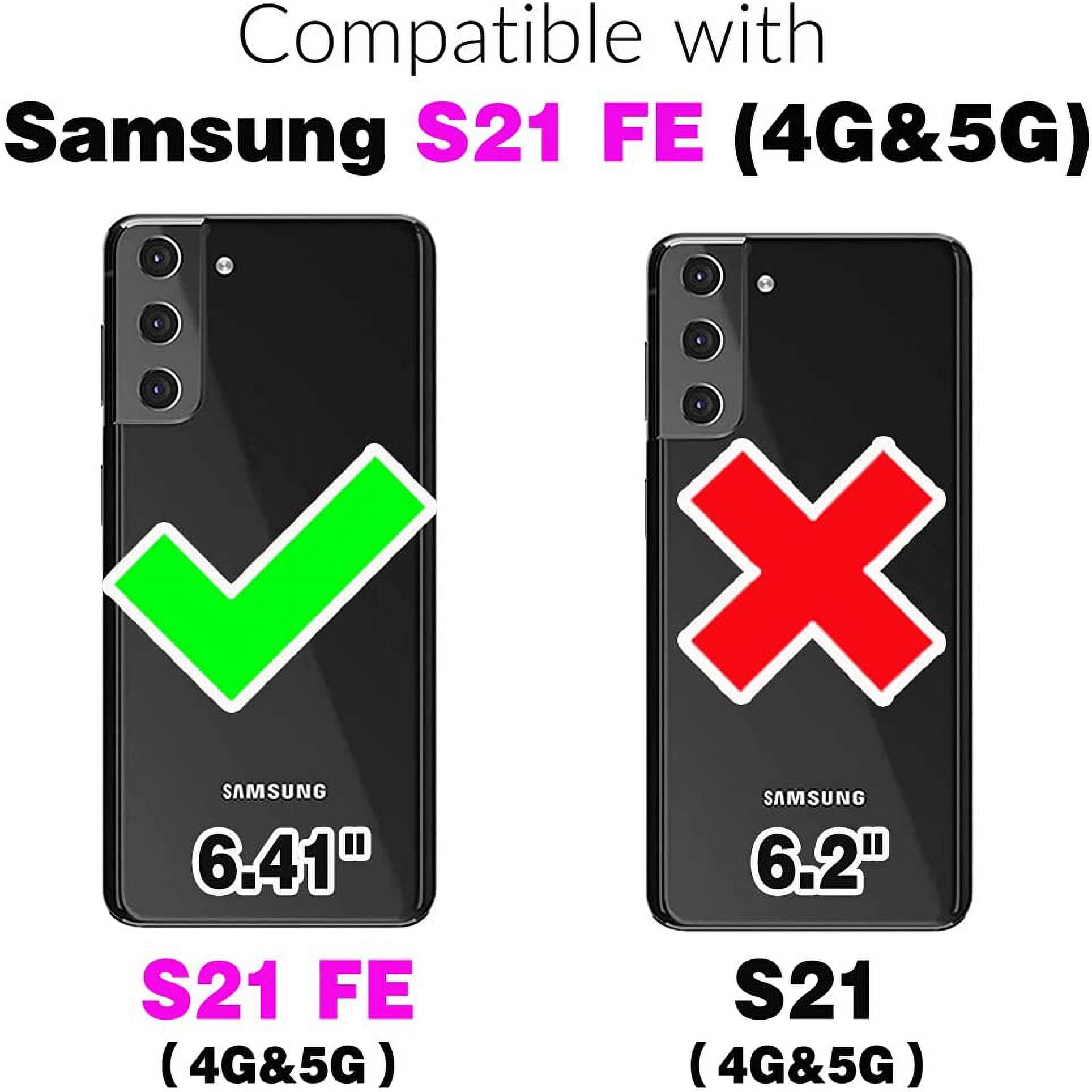 Phone Case for Samsung Galaxy S21 FE Gaxaly S 21 FE 5G Zipper Wallet Cover with Tempered Glass Screen Protector and Flip Card Holder Cell Accessories Glaxay S21FE5G UW S21FE 21S G5 Women Blue