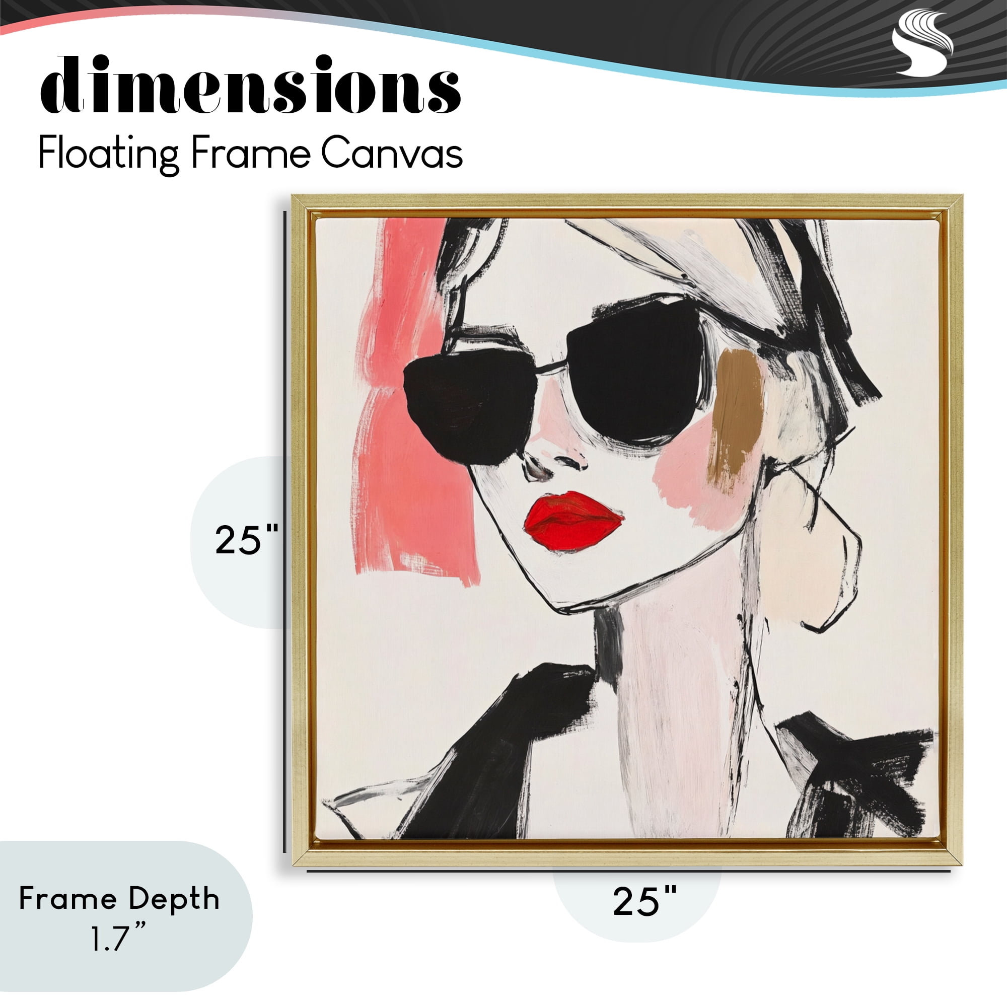 Stupell Industries Sassy Glamour Sketch Gold Framed Floater Canvas Wall Art, design by Andrea Haase