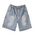 thumbnail image 5 of Men Denim Shorts Elastic Waist Short Jeans Summer Comfort Dailywear Bottoms, 5 of 7
