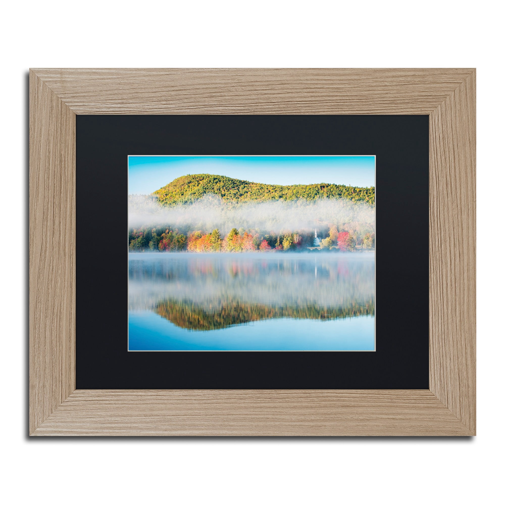 Trademark Fine Art "Fog On Crystal Lake" Canvas Art by Michael Blanchette Photography Black Matte, Birch Frame