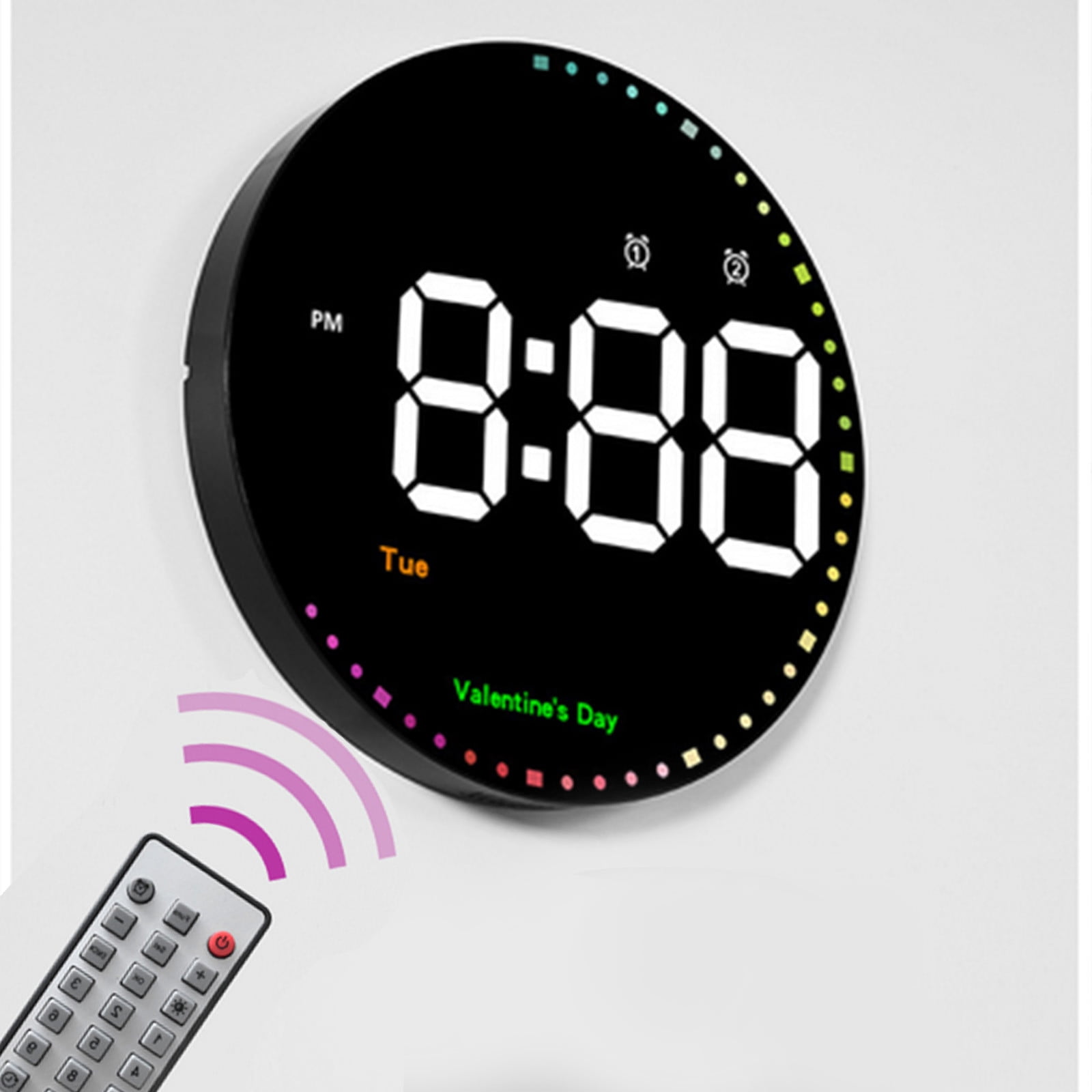 Digital Wall Clock,10" Digital Clock Large Display with Remote Control,Adjustable Brightness, Calendar, Temperature, 12/24 H, for Living Room Office Bedroom Elderly Adults