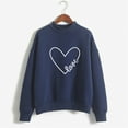 thumbnail image 4 of Blue Womens Tops Autumn Winter O Neck Solid Color Prints Long Sleeve Pullover Sweatshirt Fall Outfits for Women 2025, 4 of 5