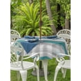 thumbnail image 3 of Outdoor Tablecloths with Umbrella Hole & Zipper, Blue Gray Stripes Round Tablecloth 54 Inch, Watercolor Modern Abstract Minimalist Waterproof Table Cloth, Patio/Pool/Picnic Table Covers, 3 of 8