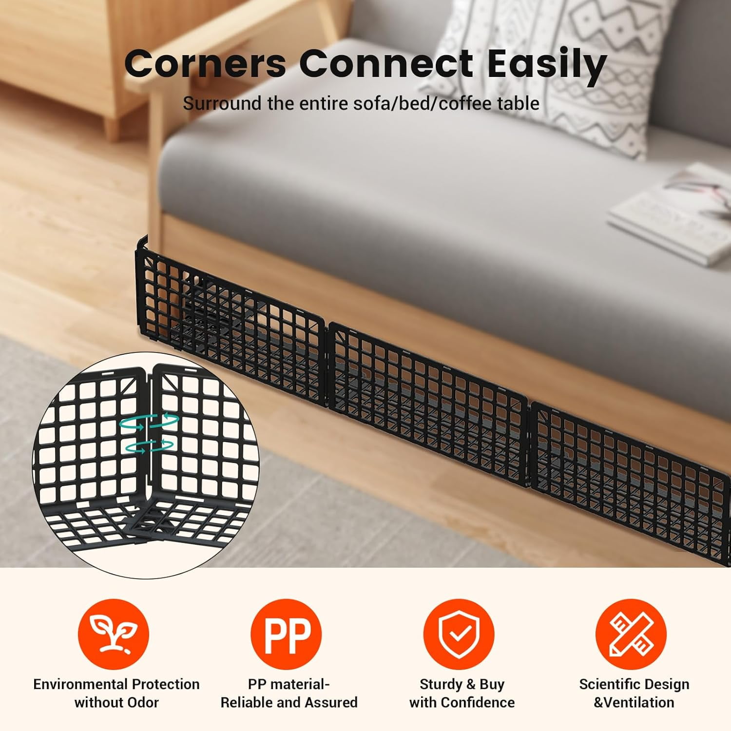 AmzDoer Under Couch Blocker 12 Pack, Under Bed Blocker Prevents Toys & Pets Under Furniture, Ideal for Living Room, Bedroom, Playroom