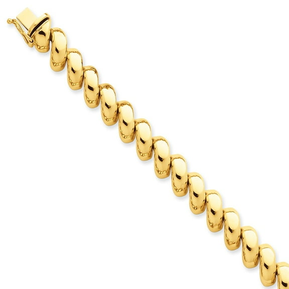 Real 14kt Yellow Gold San Marco Chain Bracelet; 7 inch; for Adults and Teens; for Women and Men