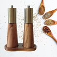 thumbnail image 3 of Gold Salt and Pepper Grinder Set,Salt and Pepper Grinder Set Wood,Gold Salt and Pepper Shakers, Modern Salt and Pepper Shakers, Pepper Mill with Ceramic Core,Pepper Grinder For Kitchen,Wood Tray, 3 of 4