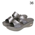 thumbnail image 1 of Sandalias de cuña de tacón grueso, verano, playa, caminar, punta abierta, diseño, zapatilla de cuña, gris, talla 36 1 par Advancent AP1213-02, 1 of 7