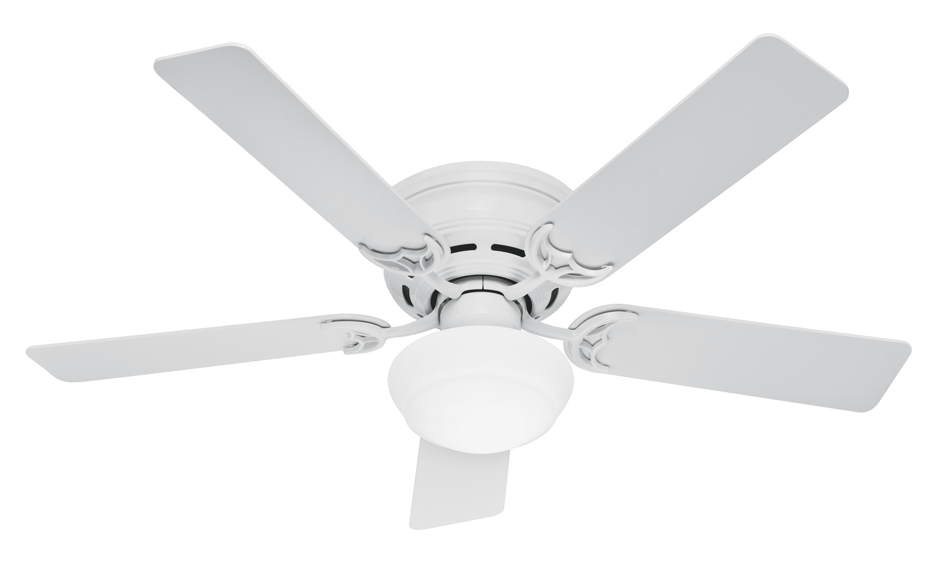 Hunter Newsome 52" Low Profile Ceiling Fan with LED Light and Pull Chain White 