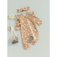 thumbnail image 3 of Bagilaanoe Newborn Baby Girl Casual Jumpsuits Floral Print Long Sleeve Bodysuits + Headband 3M 6M 12M 18M 24M Infant Ruffle One Piece Rompers, 3 of 8