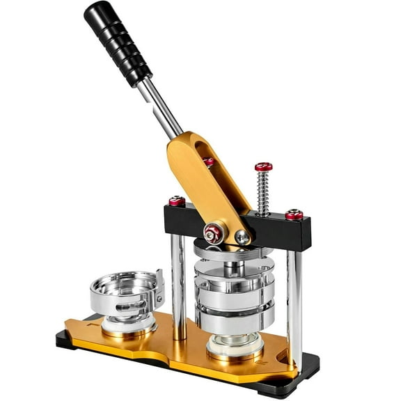 Rotate Button Maker Badge Punch Press Machine with Parts & Mold & 100 Sets Circle Button ,Beginner-Friendly
