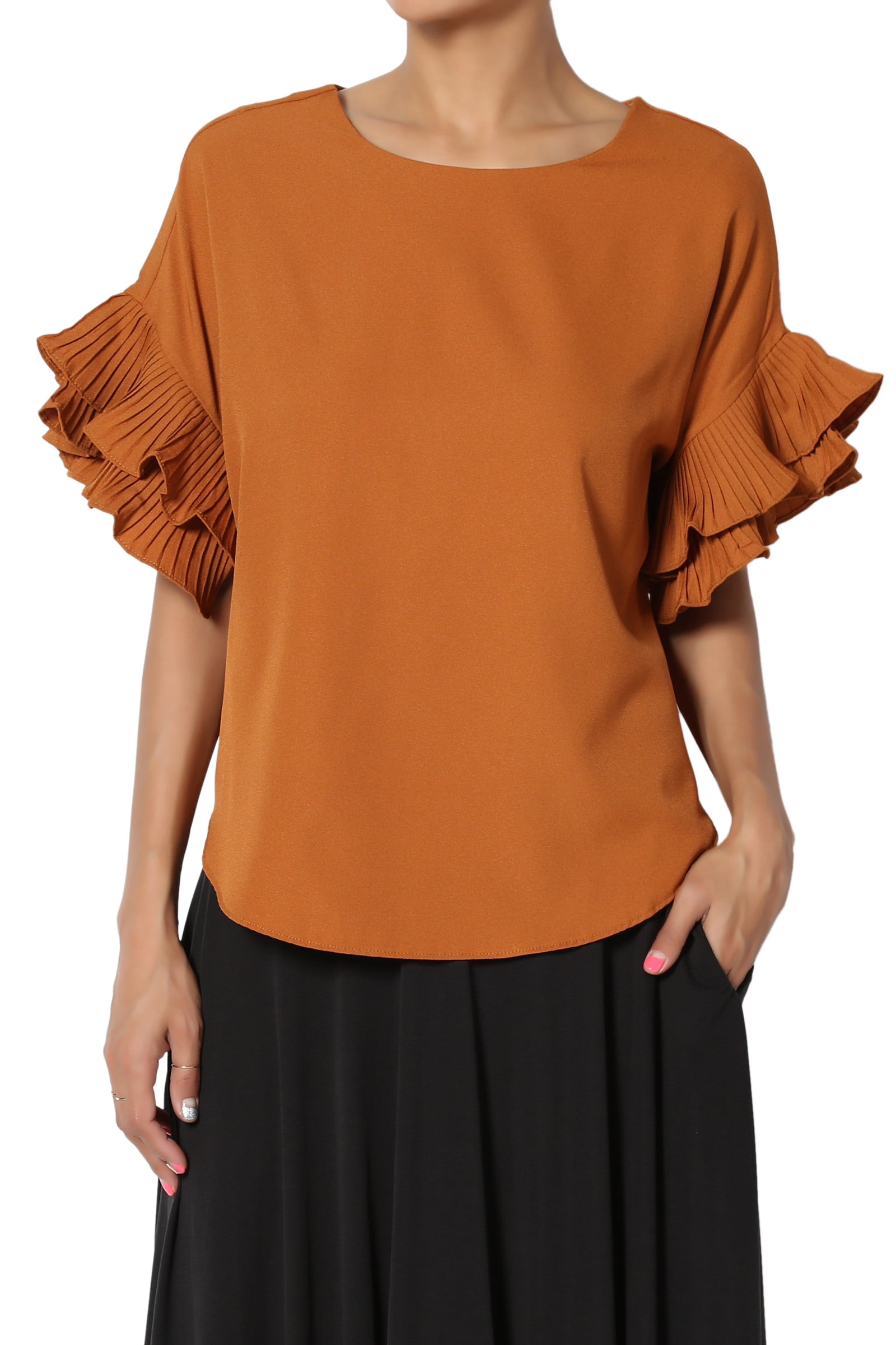 short ruffle sleeve blouse