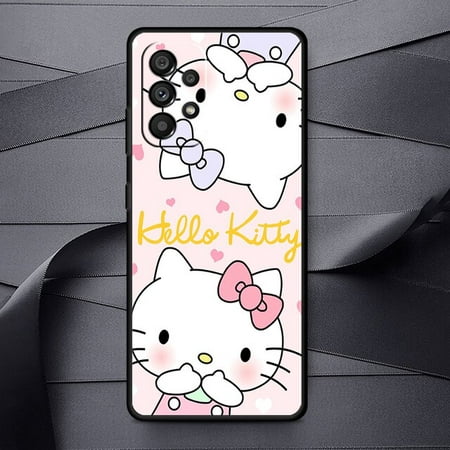 Cartoon Hello Kitty Cat Black Soft Phone Case For Samsung A73 A72 A71 A54 A53 A52 A51 A42 A33 A32 A23 A22 A21S A13 5G Cover Capa