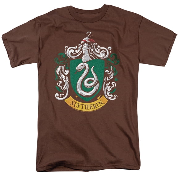 Harry Potter Slytherin Crest Unisex Adult T Shirt, Coffee, X-Large