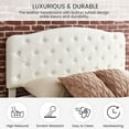 thumbnail image 5 of Queen Bed Frame with Headboard Adjustable, Leather Platform Bed Upholstered Full Size, Button Tufted Mattress Foundation, Wooden Slat Support, No Box Spring Needed, White, 5 of 8