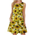 thumbnail image 1 of Mujeres verano casual sin mangas cuello redondo gradiente impreso bolsillo manga vestidos vestido suelto OAVQHLG3B Store lin121212, 1 of 5