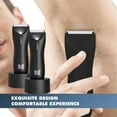 thumbnail image 4 of Showerproof Men Hair Trimmer Intimate Hair Trimmer Body Manscaping Hair Clipper Comfortable Replaceable Ceramic Blade Heads (BLACK), 4 of 6