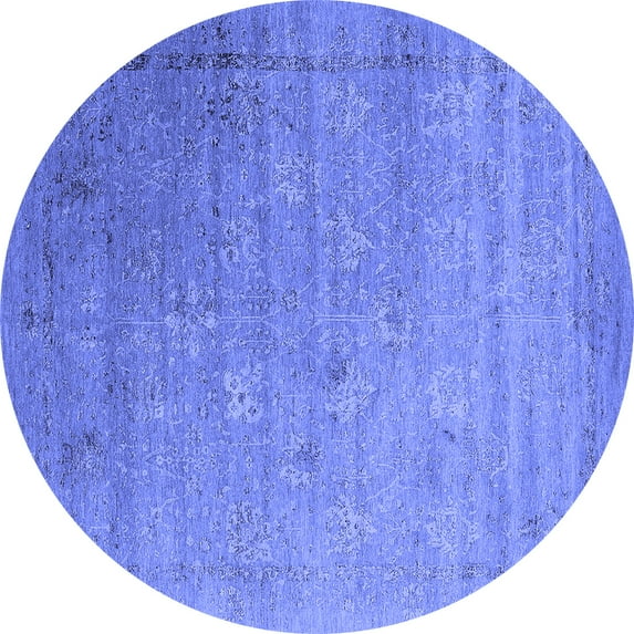 Ahgly Company Indoor Round Oriental Blue Industrial Area Rugs, 5' Round