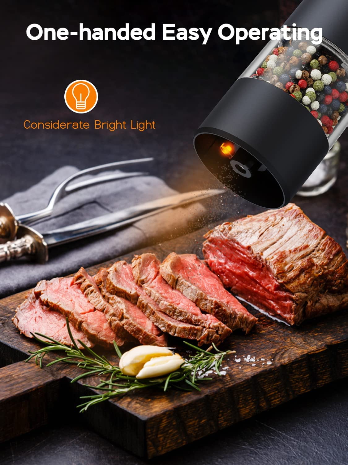 Tomeem Upgraded Larger Capacity Electric Salt and Pepper Grinder Rechargeable Usb Pepper Grinder Automatic Mill Shaker