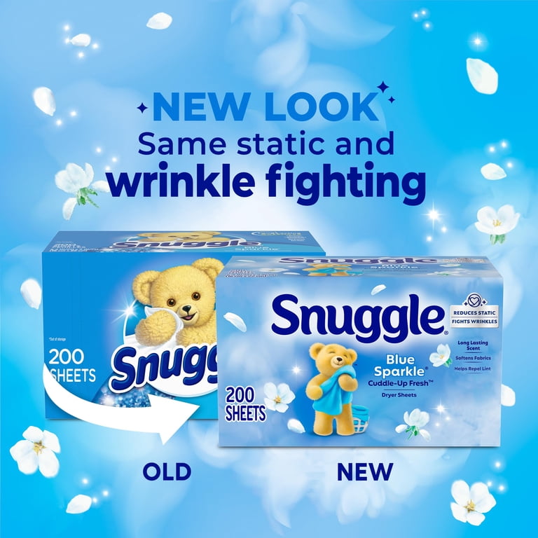 Snuggle Fabric Softener Dryer Sheets, Blue Sparkle Scent, 200