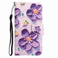 thumbnail image 2 of Allytech Wallet Case for Samsung Galaxy A03 Core, PU Leather Stand RFID Blocking Card Slot Wireless Charging Flip Book Cover TPU Shockproof Interior Case, Purple Flower, 2 of 5