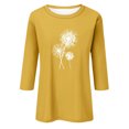 thumbnail image 3 of EHTMSAK Casual Shirts for Women 3/4 Sleeves Elbow Length Solid Color Dandelion Printed Crew Neck Blouses 2024 Trendy Plus Size Shirts Loose Fit Fashion Casual Tee Tops Orange M, 3 of 4