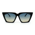 thumbnail image 1 of Womens Squared Rectangular Cat Eye Gothic Plastic Sunglasses Black Blue Yellow, 1 of 4