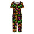 thumbnail image 4 of Halloween Pajama Sets for Women 2 Pieces Pajamas Funny Pumpkins Print Short Sleeve Tops and Capri Sets Halloween PJs Sleepwears, 4 of 6