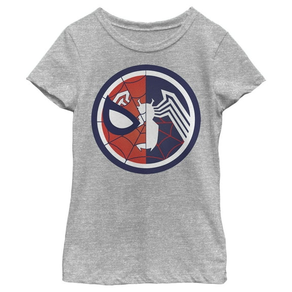 Girl's Marvel Spider-Man Venom Split Circle  Graphic Tee Athletic Heather X Small