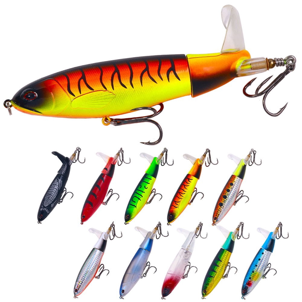 10x Whopper Plopper Topwater Floating Fishing Lures Rotating Tail for Bass 5.5"