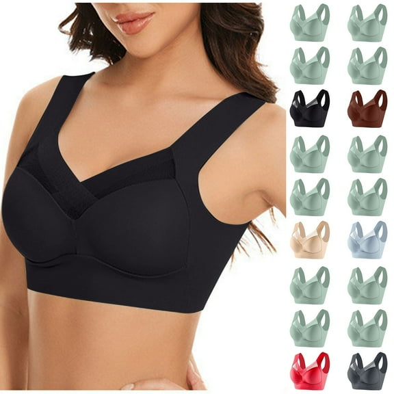 ATOYSOY 3 Pack Everyday Bra for Women Sports Bra Lace Splicing Thin Lightly Bralette Solid Color Underwear Breathable Comfort Bra Push Up Workout Wirefree