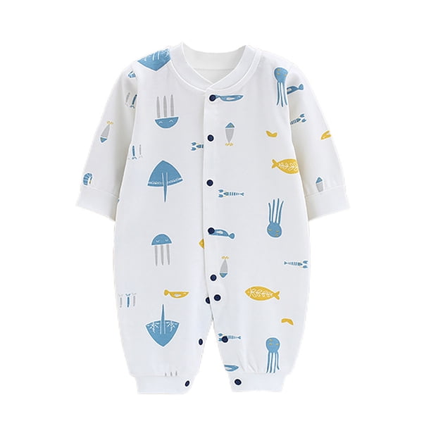 Gibobby Mameluco polar con estampado de algodón para bebé recién nacido, niño y niña, mono, trajes(Azul celeste, 6-9 Meses)
