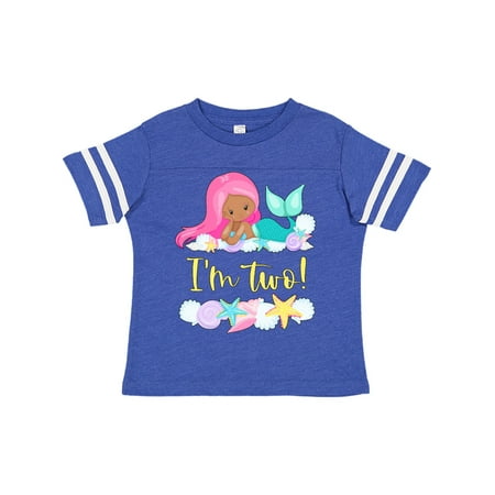 

Inktastic I m 2 Mermaid with Pink Hair and Shells Gift Toddler Boy or Toddler Girl T-Shirt