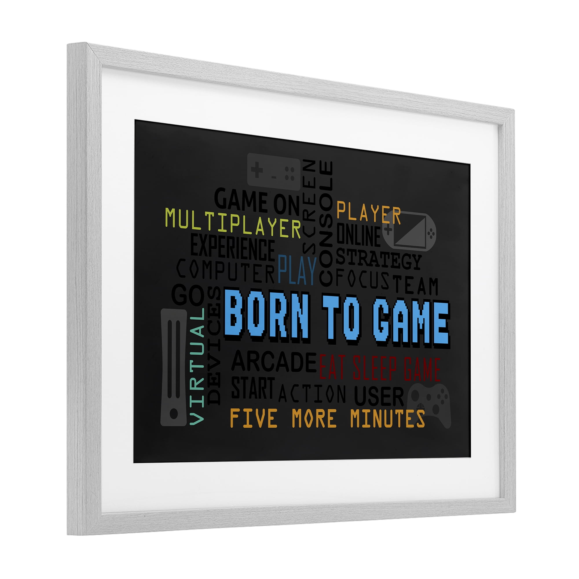 Stupell Industries Born To Game Arcade Gray Framed Print Under Glass, design by Kim Allen